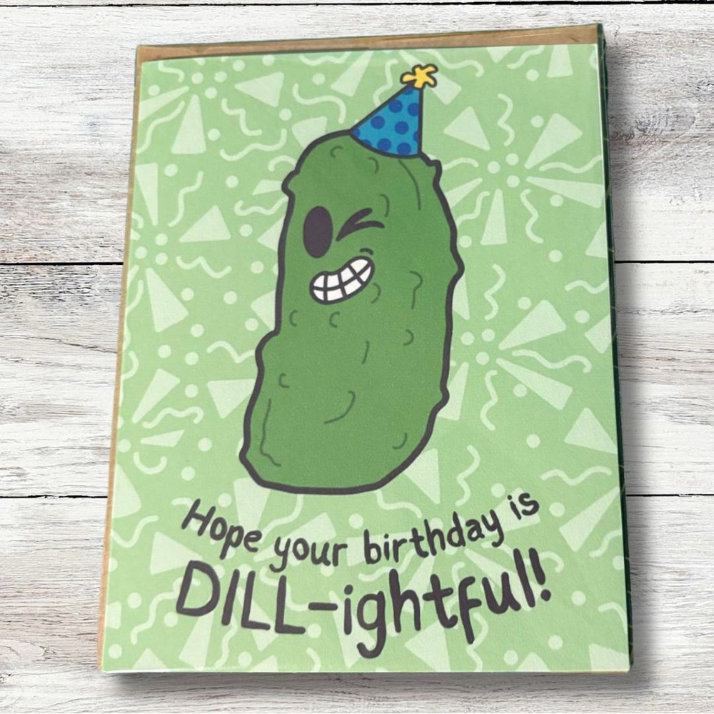 Green Birthday Card with Pickle Design